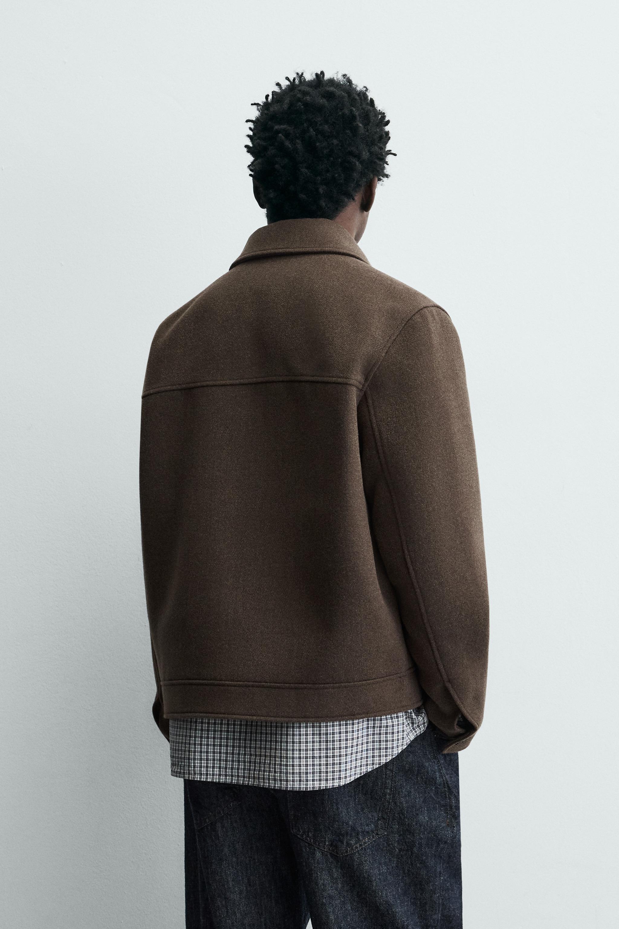 WOOL EFFECT ZIPPER JACKET